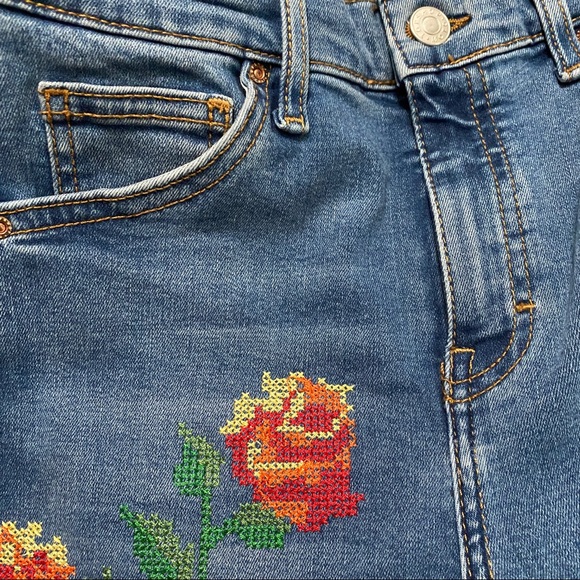 New TopShop Moto Jamie Embroidered Floral High Rise Denim Skinny Jeans 28 - Picture 4 of 6